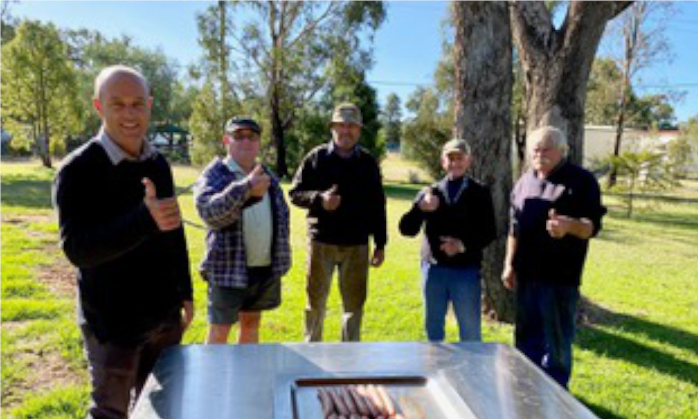 Sausages sizzling at Ballimore BBQ